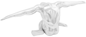 Escultura Prateada 63x20x22 cm Alumínio Pensador
