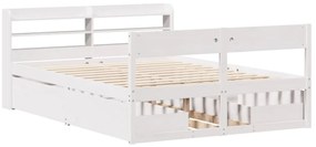 Cama sem colchão 120x190 cm madeira de pinho maciça branco
