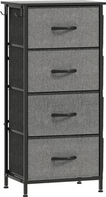 HOMCOM Cômoda 4 gavetas em tecido, móvel de arrumação com 4 bolsos, 2 ganchos, estrutura em aço, 45 x 30 x 94,5 cm, cinza | Aosom Portugal
