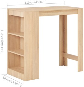 Mesa de bar com prateleira carvalho 110x50x103 cm
