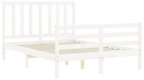 Estrutura de cama com cabeceira 120x200cm madeira maciça branco