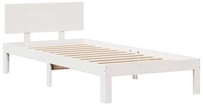 Cama com estante sem colchão 75x190 cm pinho maciço branco