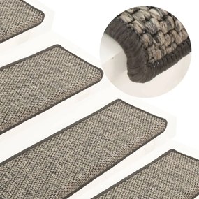 vidaXL Tapetes de escada adesivos 15 pcs 65x21x4 cm cinzento e bege