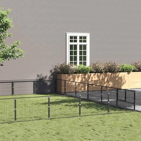 vidaXL Canil para cães 42 m² aço preto