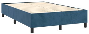 Cama box spring c/ colchão/LED 120x200 cm veludo azul-escuro