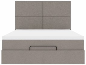 Estrutura de cama otomana com colchão tecido cinzento 140x200cm