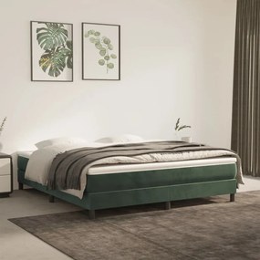 Cama com molas/colchão 180x200 cm veludo verde-escuro