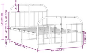 Estrutura de cama com cabeceira e pés 120x190 cm metal preto