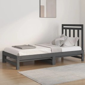 Estrutura sofá-cama de puxar 2x(90x190) cm pinho maciço cinza