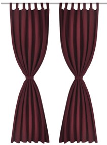 Cortinas de cetim com laços 2 pcs 140 x 245 cm bordô