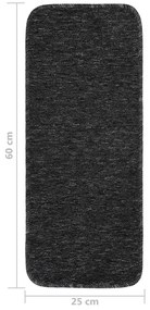 Tapetes antiderrapantes retang. escadas 15pcs 60x25cm antracite