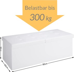 Banco dobrável com espaço de arrumação 80 x 40 x 40 cm Branco