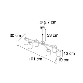 Candeeiro suspenso moderno preto ajustável 6 luzes - Lofty Moderno