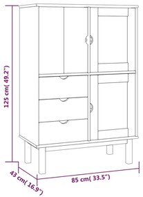 Armário alto OTTA 85x43x125 cm pinho maciço castanho/cinza