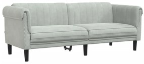 3 pcs conjunto de sofás veludo cinzento-claro