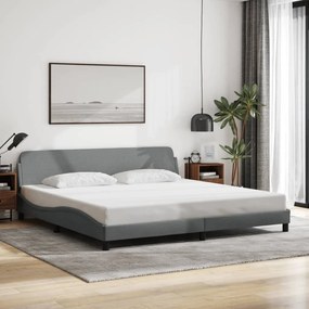 Estrutura de cama sem colchão 200x200 cm tecido cinzento-claro