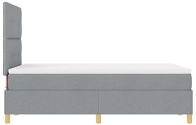 Cama Box com Colchão &amp; Luz LED Cinzento-Claro 120x200 cm Tecido