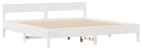 Cama sem colchão 180x200 cm madeira de pinho maciça branco