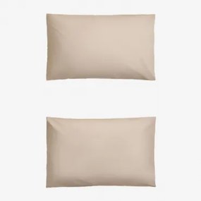 Pack De 2 Fronhas Em Algodão Percal De 180 Fios Lesia Tapioca Bege & 50 X 75 Cm - Sklum