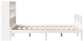 Cama com estante sem colchão 120x190 cm pinho maciço branco