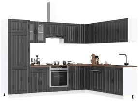 vidaXL 14 peças armário de cozinha conjunto Lucca preto