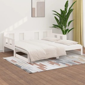 Estrutura sofá-cama de puxar 2x(80x200) cm pinho maciço branco