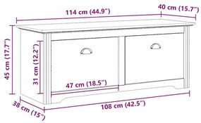 Banco de corredor BODO 114x40x45 cm branco e castanho