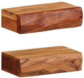 Prateleiras parede 2 pcs 30x17x8 cm madeira de acácia maciça