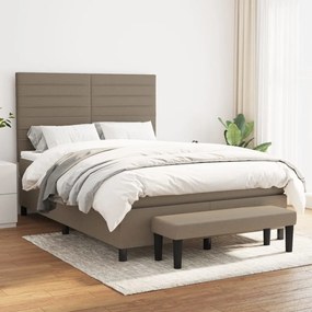 vidaXL Cama com molas/colchão 140x200 cm tecido castanho-acinzentado