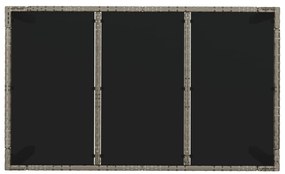 Mesa de jardim com tampo de vidro 150x90x75 cm vime PE cinzento