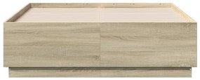 Estrutura de cama 140x190 cm derivados madeira carvalho sonoma