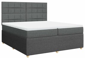 Cama com molas/colchão 200x200 cm tecido cinzento-escuro