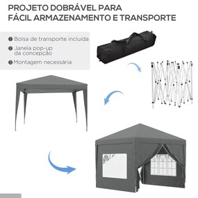 Tenda de Jardim com Paredes Laterais Amovíveis Janelas Porta com Fecho