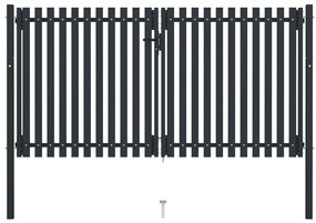 vidaXL Portão de cerca de porta dupla em aço 300x175 cm antracite