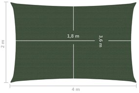 Para-sol estilo vela 160 g/m² 2x4 m PEAD verde-escuro