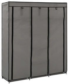 Roupeiro c/ compartimentos e varões 150x45x175 cm tecido cinza