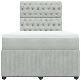Cama boxspring c/ colchão 120x200 cm veludo cinzento-claro