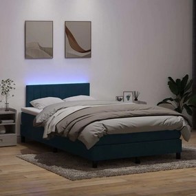 Cama com molas/colchão 120x210 cm veludo azul-escuro