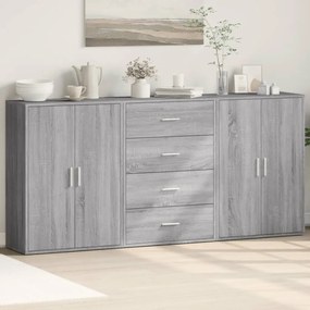 vidaXL Aparadores 3 pcs 60x31x84 cm derivados madeira cinzento sonoma