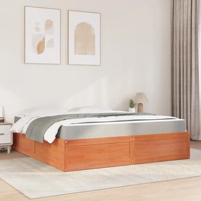 Cama com colchão 180x200 cm pinho maciço castanho-mel
