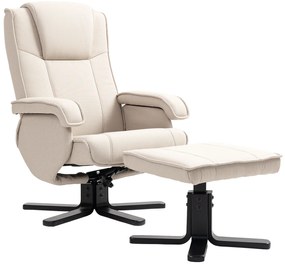 Poltrona Relax Reclinável com Apoio para os Pés Poltrona Giratória Estofada em Linho e Função Baloiço 67x87x96 cm Bege