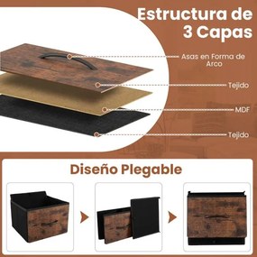Cômoda para quarto com 5 gavetas 100 × 30 × 80 cm com 2 prateleiras abertas de madeira e estrutura metálica resistente Castanho