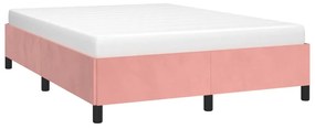 Estrutura de cama 140x190 cm veludo rosa