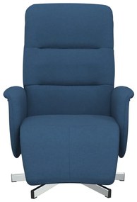 Cadeira reclinável c/ apoio de pés tecido azul