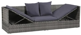 Espreguiçadeira de jardim 200x60 cm vime PE cinzento