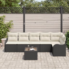 Conjunto de Sofá Jardim 6 Peças com Almofadas Rattan Poliéster Marrom,