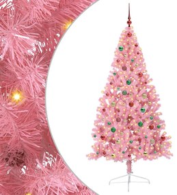 vidaXL Árvore de Natal Artificial Pré-iluminada Rosa 180 cm PVC