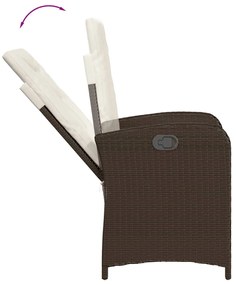7 pcs conjunto jantar p/ jardim c/ almofadões vime PE castanho