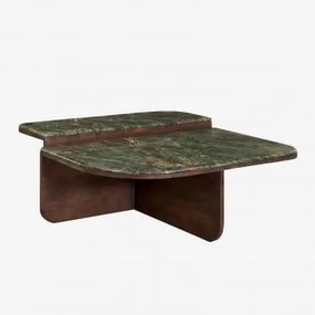 Mesa De Centro 90x90 Cm Em Pedra Natural E Madeira De Manga Clotsh Mármore Verde Forest - Sklum