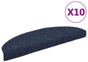 vidaXL Tapetes de escada autoadesivos 10 pcs 65x21x4 cm agulhado azul